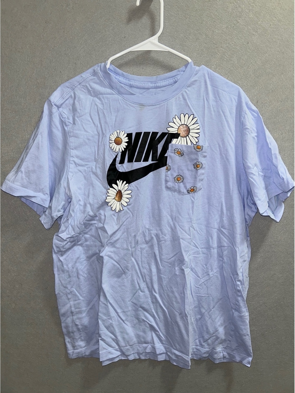 Nike Periwinkle Blue/Purple Flowers Daisy Short Sleeve T-Shirt Mens XL